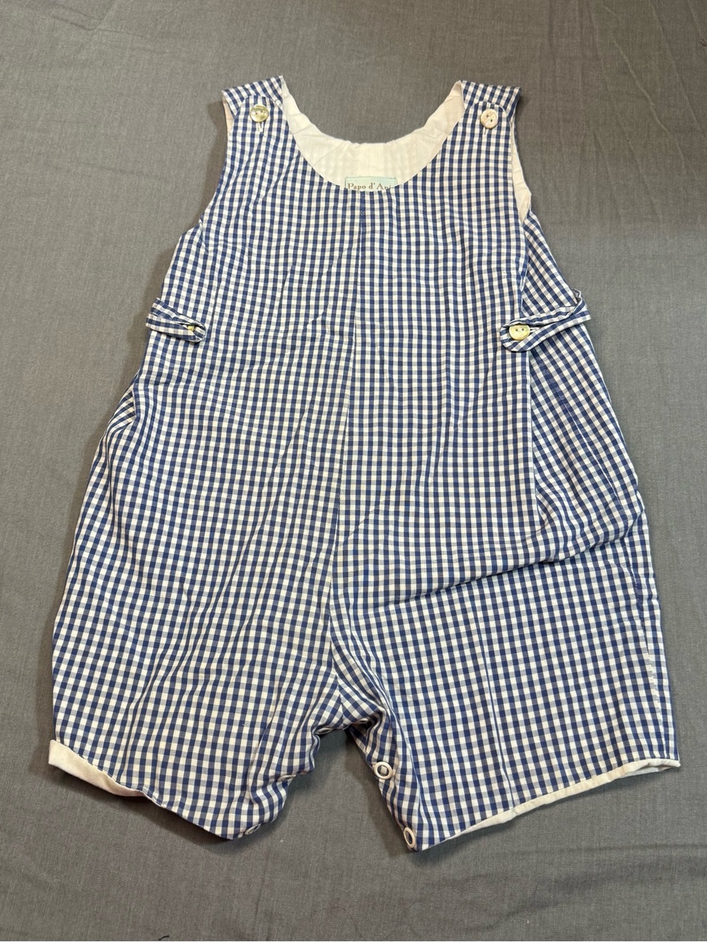 Papo d'Anjo Navy and White Gingham One-Piece